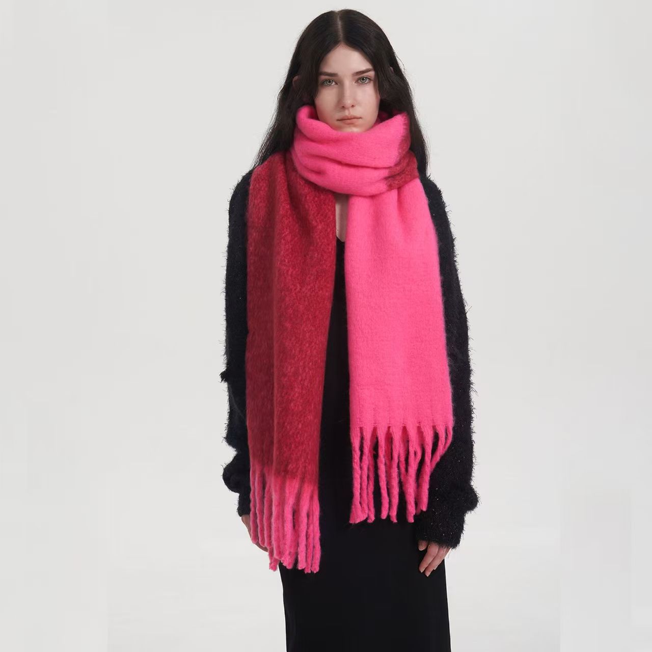 T987 autumn and winter new thick soft warm cashmere scarf female winter mohair neck shawl