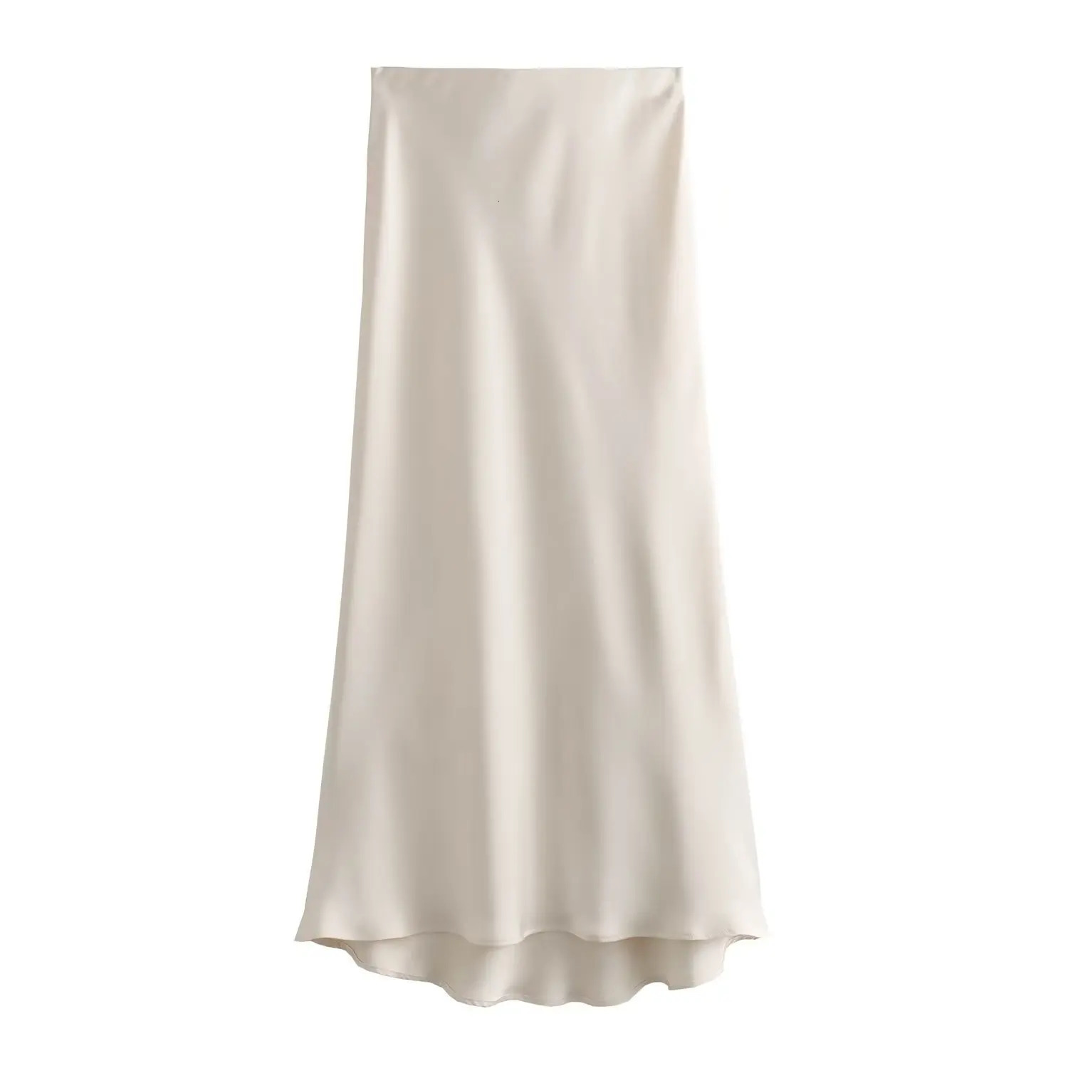 Pink Midi Skirts Women Fashion Elastic Waist Black Skirt Autumn Casual High Waist Satin Long Skirt Womens Chic Skirts 250614