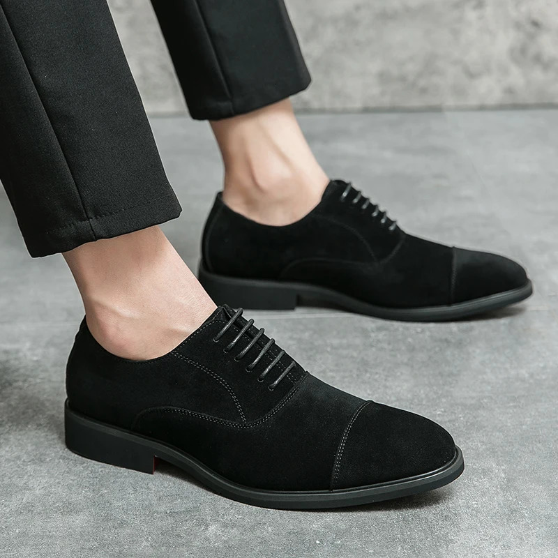 Arrival Men Pointed Toe Casual Suede Leather Shoes Male Lace Up Oxfords Wedding Dress Formal Flats Footwear Zapatos Hombre 250612