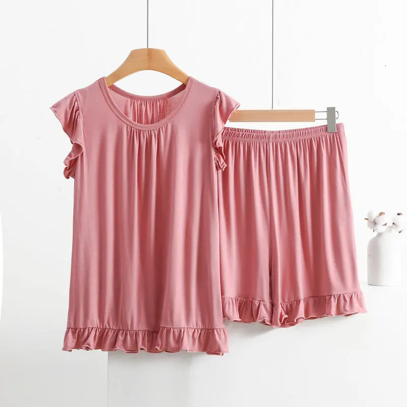 XL-8XL Plus Size Modal Pajamas For Women Sleeveless Tops Shorts Suit Summer Sleepwear Pyjamas Femme Nightwear Pijamas Set 250616