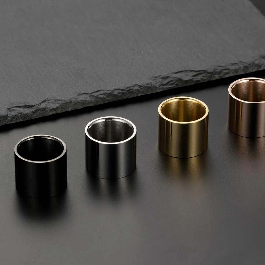 Fashion Glossy 18mm Wide Stainless Steel Ring for Men High Polished Comfort Fit 250616