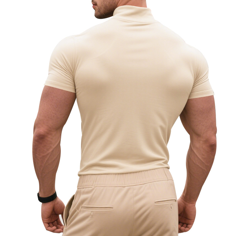 Men's base shirt designer polo elastic and form-fitting British gentleman's casual base shirt, small high-neck short-sleeved T-shirt for men