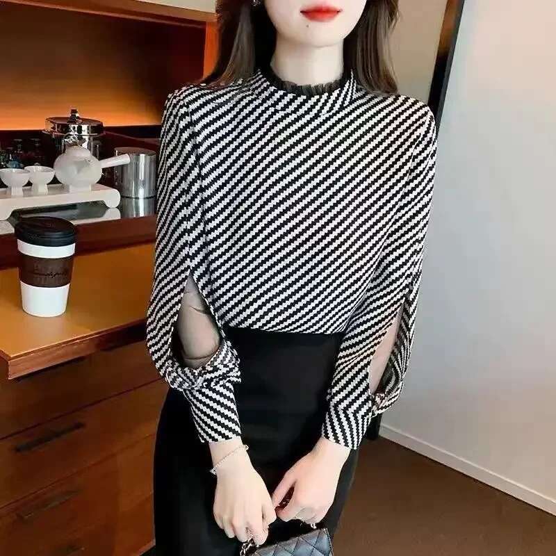 Top Female Polyester With Sleeves Elegant Womens Long Sleeve T-shirt Cheap Clothing Sales Korean Reviews Many Clothes Fashion