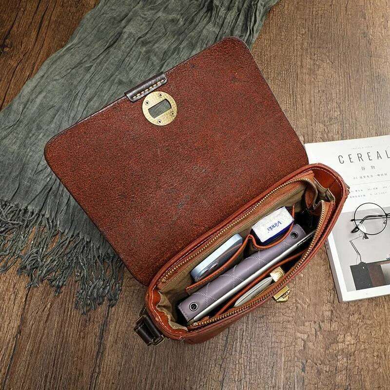 Johnature High Quality Genuine Leather Messenger Bag 2025 New Vintage Natural Real Cowhide Solid Color Women Shoulder Bags