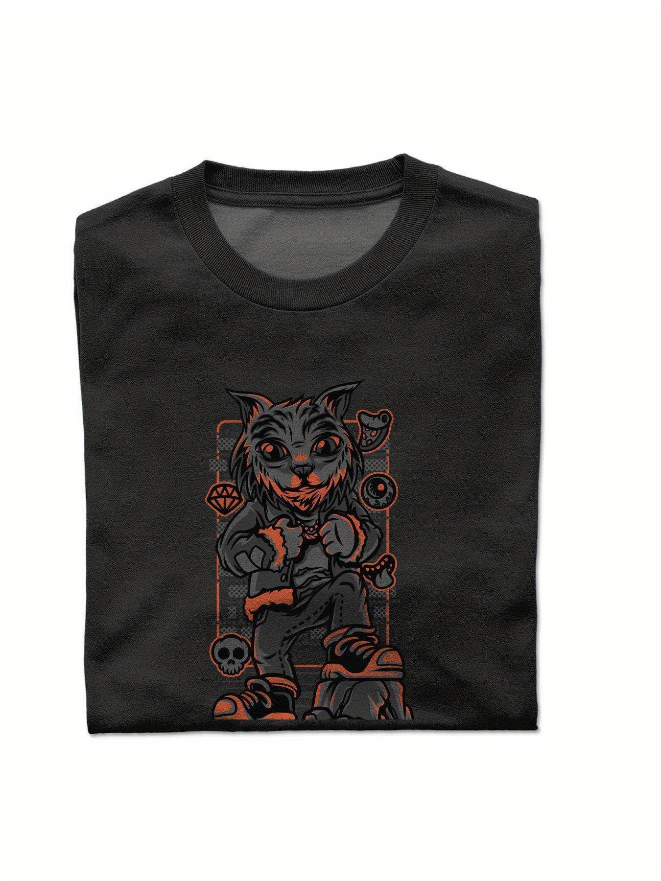 Dongdumaoyi Adult S-3Xl Black Cotton Short Sleeve White 180G Men T Shirts Tiger Graphics Round Collar 1350