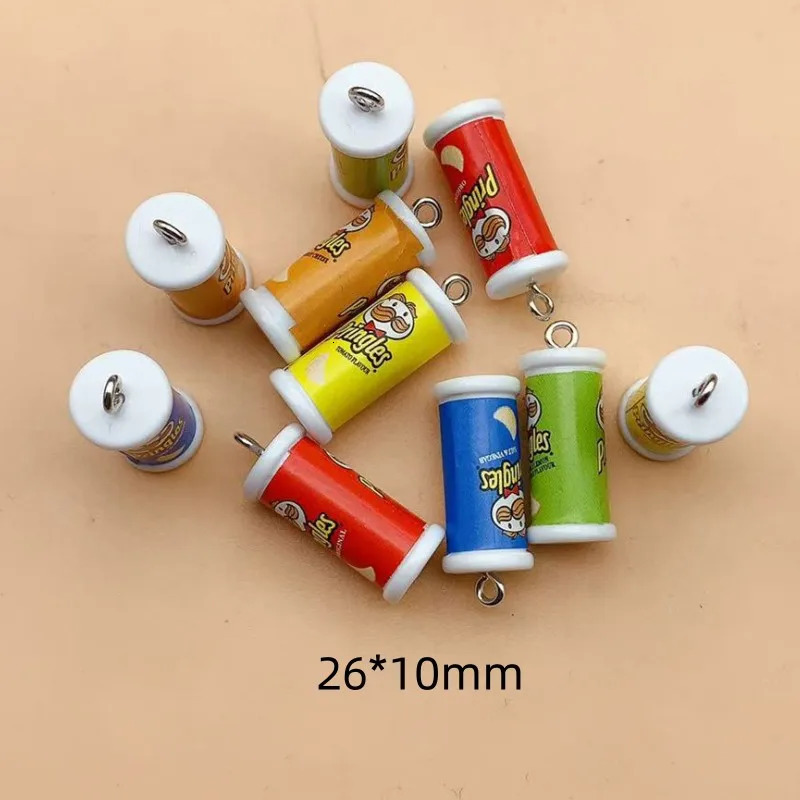 10pcs Simulation Of 3D Potato Chip Box Charms For Pendant DIY Handmade Jewelry for Earring Necklace Keychain 250609