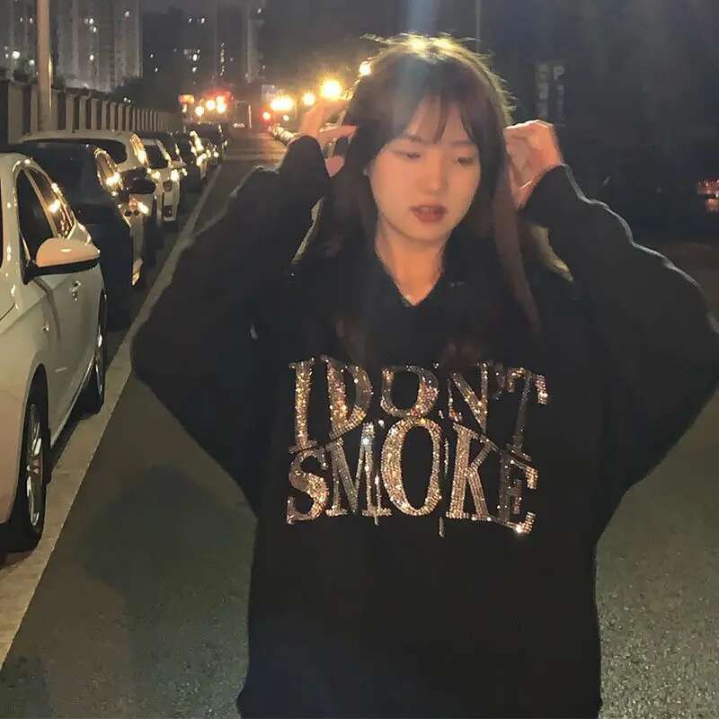 Long Sleeve Top for Women Goth Vintage T Shirts Youth Cheap Hooded Sweatshirt Harajuku High Quality Clothes In Cotton Fitted Hot