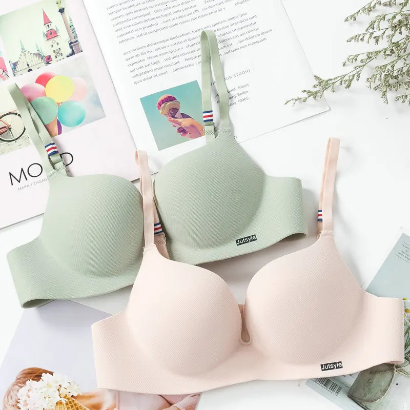 Ice Silk Bra For Women Sexy Seamless Bralettle Gather Push Up Lingerie Wireless One Piece AB Cup Adjust Straps Candy Color Bras 250617