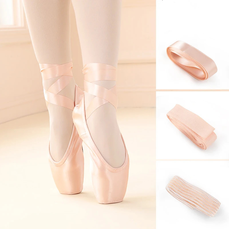 Professional Ballet Pointe Shoes With Genuine Leather Sole Women Satin Ballet Shoes With Ribbons For Professional Ballerina 250613