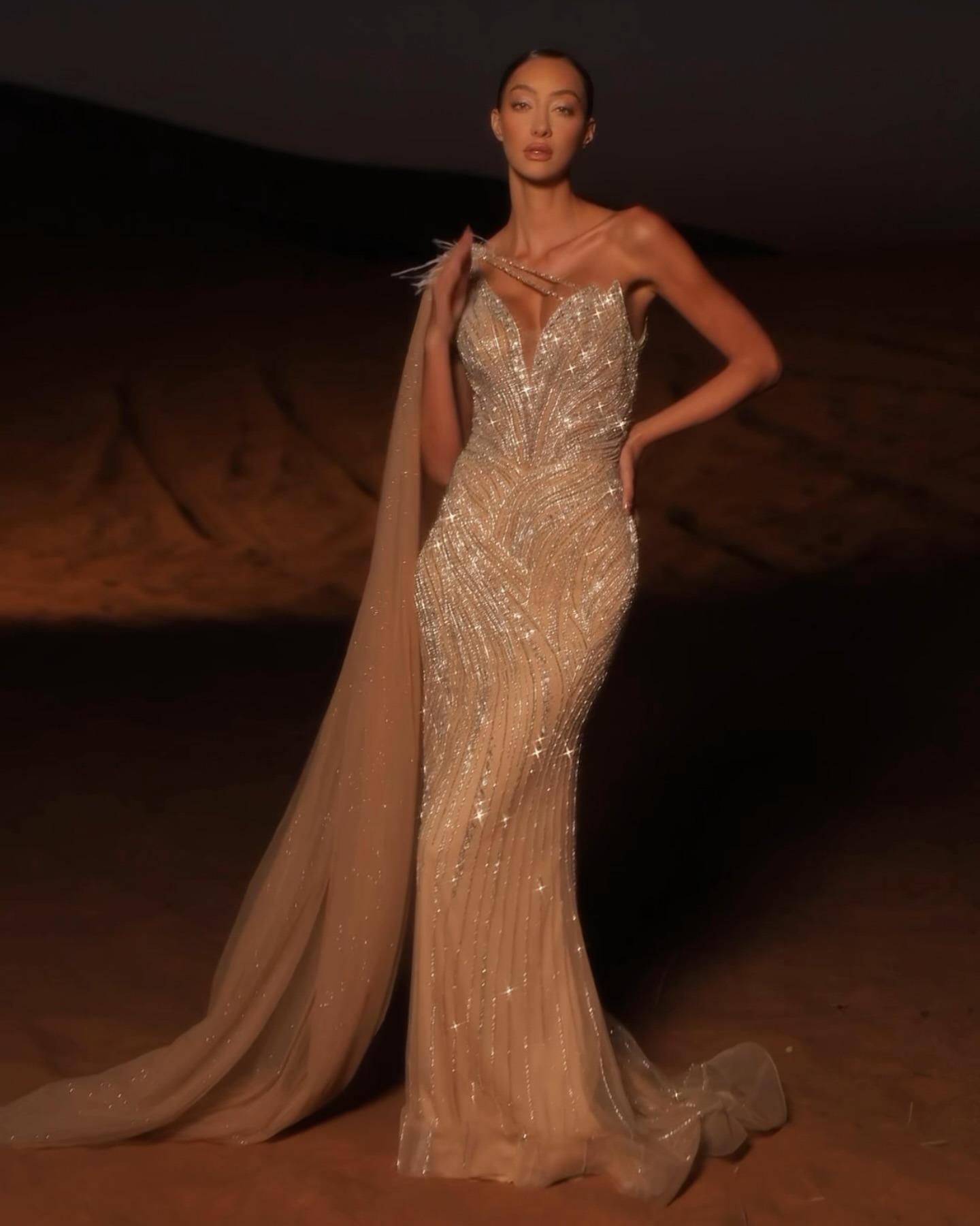 Stylish Evening Dresses Sequins One Shoulder Prom Dress Beading Mermaid Sleeveless Rhinestone Feather Party Gowns Vestidos De Noche Plus Size