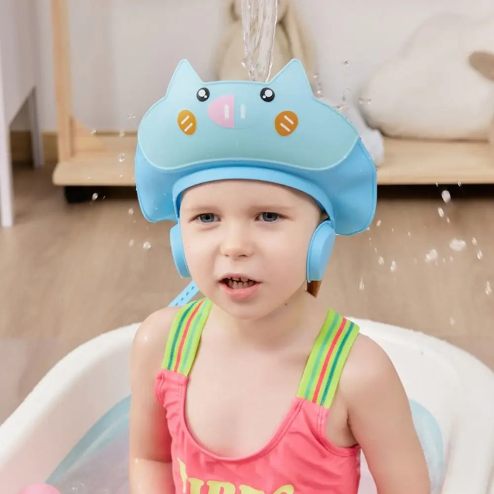 Cute Animal Shape Baby Shower Cap Adjustable Soft Baby Shampoo Cap Waterproof Eye Ear Protection Childrens Bath Cap For Kids 250617