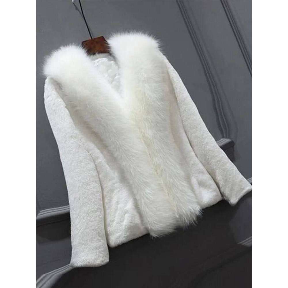 Solid Faux Coats Women Loose Single Breasted Imitation Fox Fur Fashion Female Over Coat 2024 Autumn Winter Thick Warm Jacket