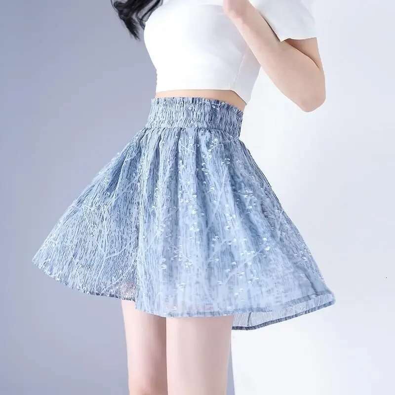 Elastic Waist High Shorts for Women Loose Skirt Pants Culotte Baggy Chiffon Woman Short 2000s Clothes Y2k Summer Aesthetic Flowy