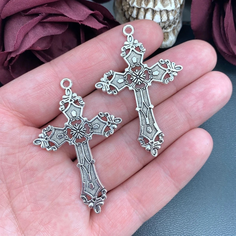 5pcs 55*36mm Gothic Enamel Bloody Red Black Cross Charms Charms Fit Jewelry Making DIY Jewelry Findings 250609