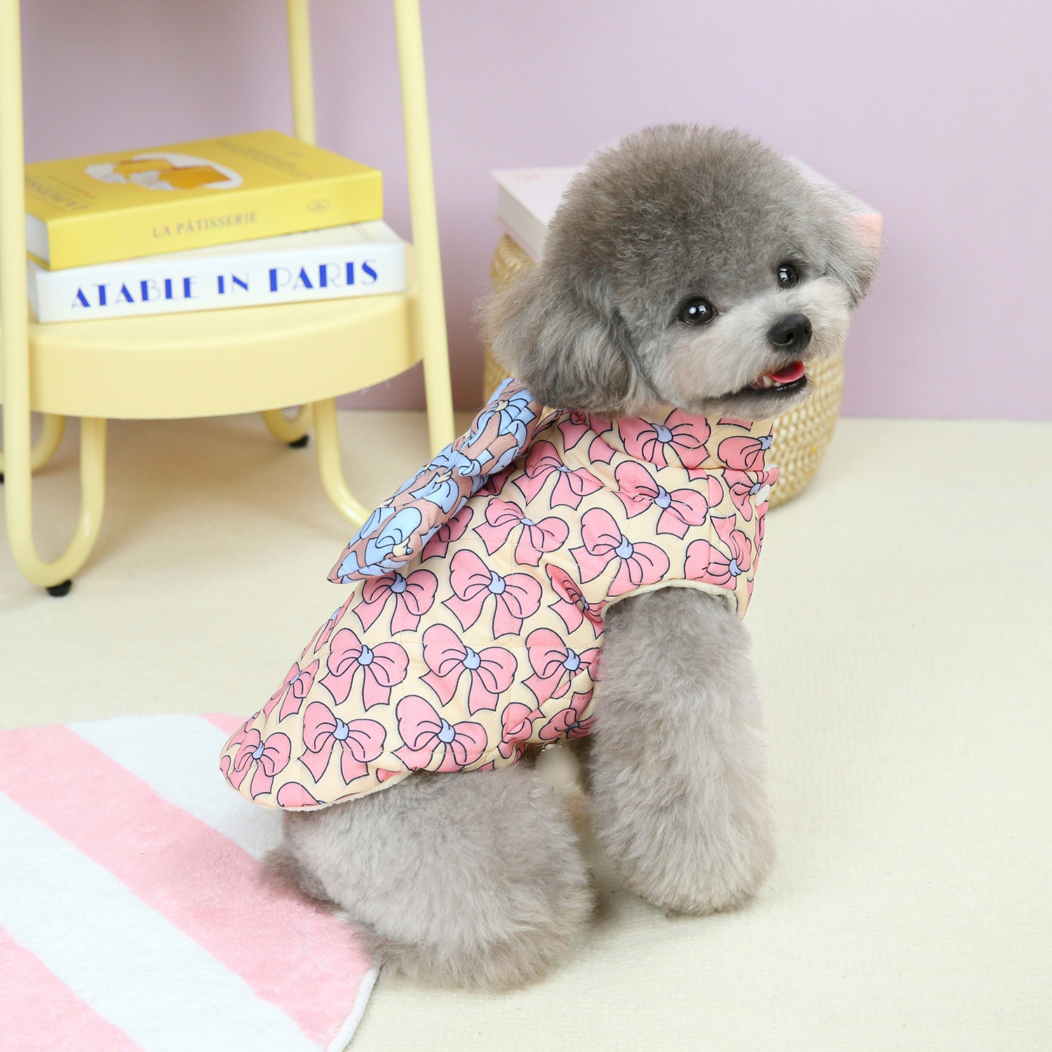 Dog Bow Fleece Vest Sweater Winter Jacket for Small and Medium Dogs with D-Ring, Large Bow Decoration Cold Weather Warm Dog Coat for Dogs Girls XL A55