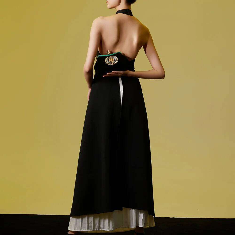 Designer Clothing 2025 Hit Color Two Piece Set For Women O Collar Irregular Tops High Waist Pleated Midi Skirts Sets Female Clothes