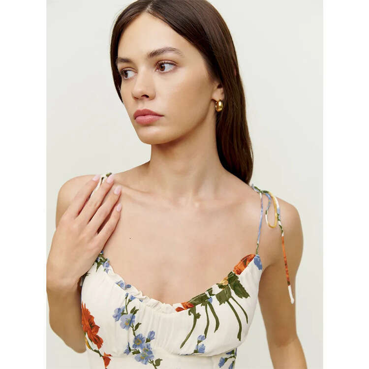 Birthday Dress Promdress Buttock Wedding Guest Dress for Women N462 Summer 2025 Printed Short V-neck Sexy Slim Fit Strap Dress French Style Womens Fas