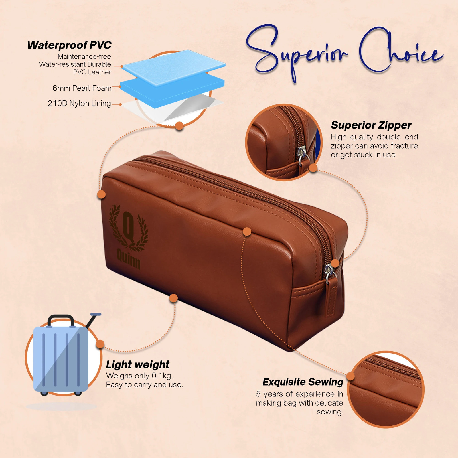 Custom Text Leather Toiletry Bag Portable PU Waterproof Personalized for Cosmetic Kits Man Woman Name 250614