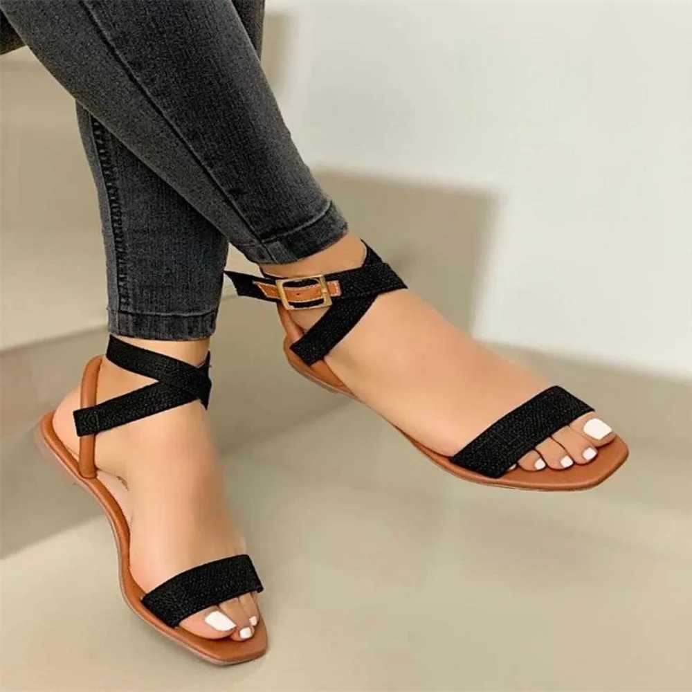 Summer New Fashion Ankle Wrap Outdoor Beach Comfortable Peep Toe Solid Color Sandals Women Shoes Z250617