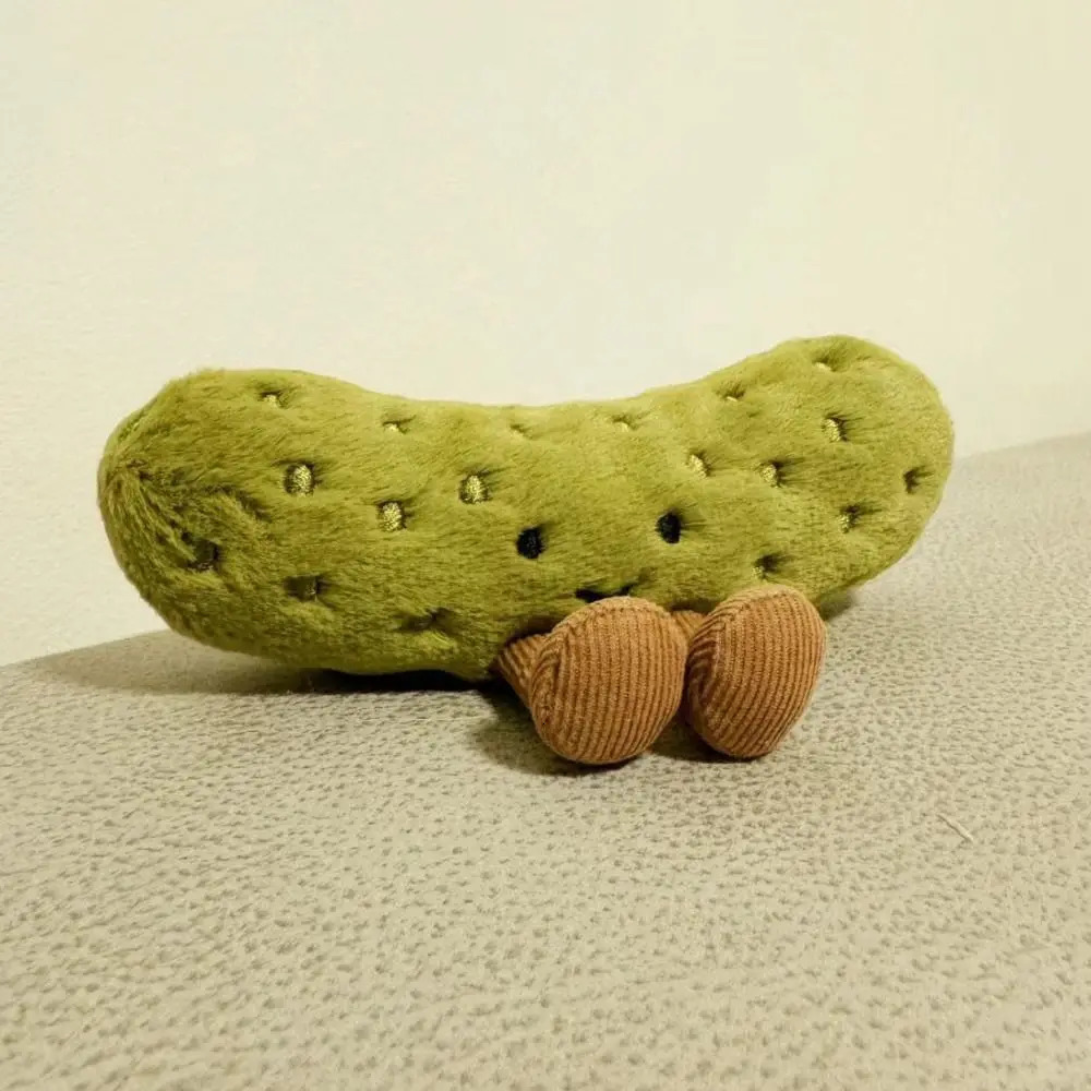 Cute Plush Pickled Cucumber Toy with Legs Soft Pickled Plush Toy Kawaii Green Cartoon Doll Childrens Room Decoration 250616
