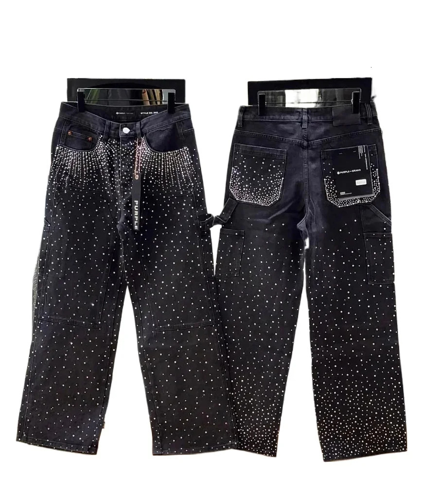 Harajuku Hip Hop Streetwear Hip Hop Rhinestone Sequin Jeans Y2K Clothes Mens Womens Baggy Jeans Low Waist Wide Leg Trousers 250612