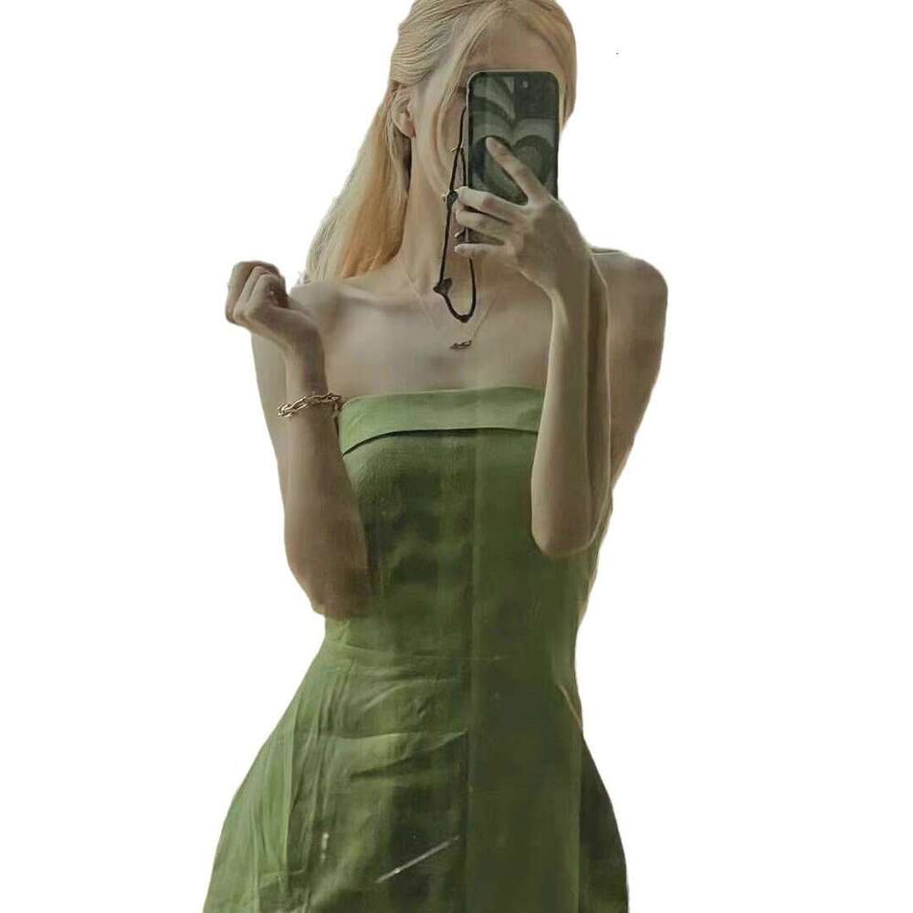 Fulllace Devise Black Dress N600 Summer 2025 Solid Color Rose Style Linen Strapless Short Dress Sexy Hot Girl Womens Fashion