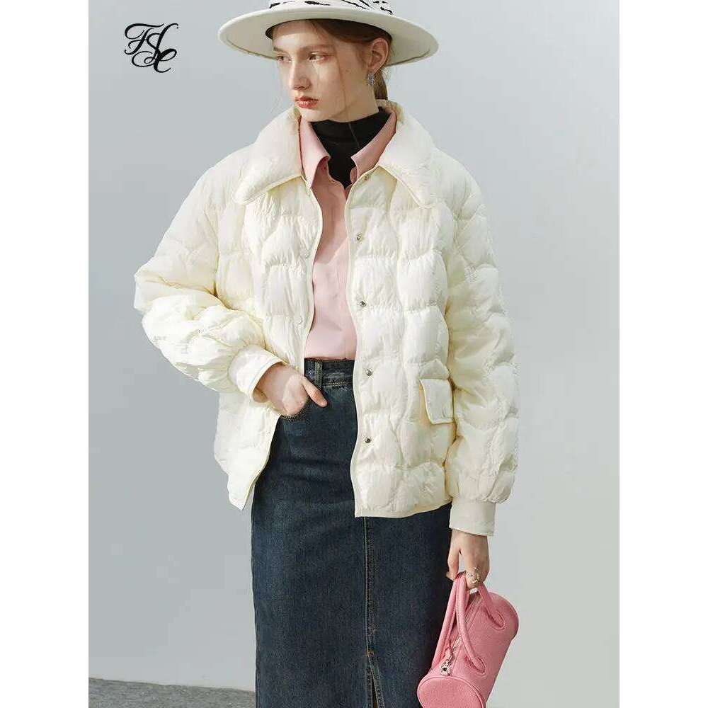 FSLE Butterfly Collar Short Loose Jacket Women Winter 2022 New Casual 90% Down Filling Female Lightweight Jackets