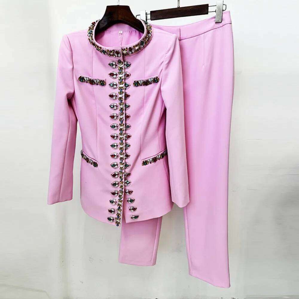 Designer Clothing 2025 Hit Color Two Piece Set For Women O Neck Long Sleeve Top High Waist Slim Pants Female Fashion Style New