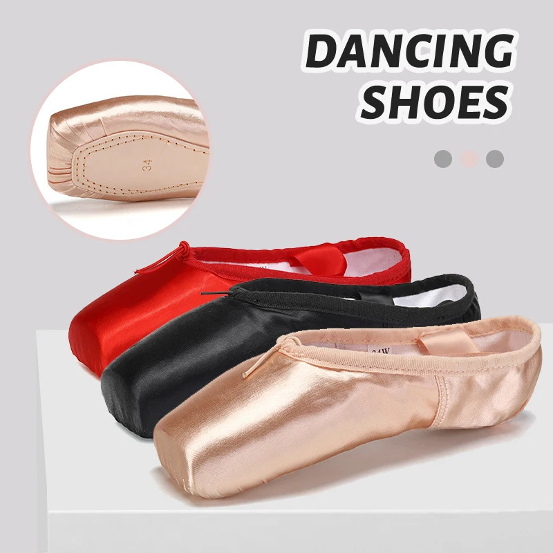 Girls ballet shoes Satin Ballerina Ballet Pointe Shoes Child Adult women Ballet Shoes with Ribbons Women Ballet Dance Shoes 250613