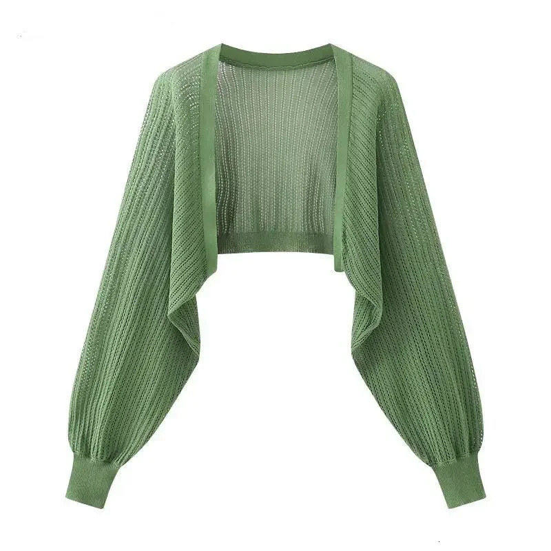 French Ice Silk Knitted Sun-Proof Cardigan Top Womens Summer Thin Jacket Waistcoat Suspender Skirt Shawl Outer Match Blouse 250616
