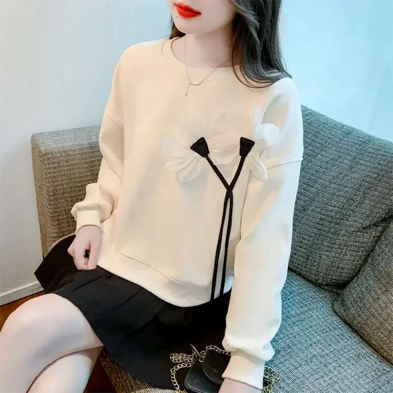 New In Womens Sweatshirts Basic Korean Pullovers Y2k Style Sport Designer Youthful Clothes High Quality Female Top Sweat-shirt