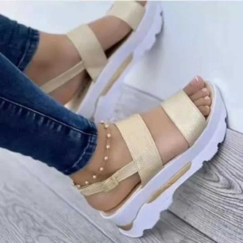 2024 Women Summer Platform Sandals Strap Open Toe Thick Bottom Punk Ladies Casual Flats Beach Shoes Womens Sandals Z250617