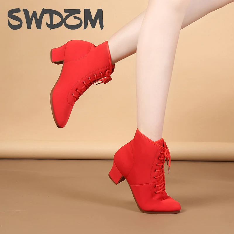 SWDZM Women Shoes Ballroom Dance Shoes Soft Sole Waltz Women Tango Jazz Latin Dance Shoes Middle Heel Ladies Dance Sneakers 250613
