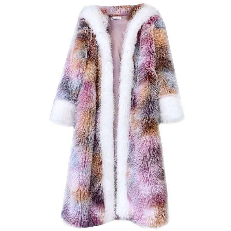 Dream Long Loose Chinese Ancient Color Women's Toka Hooded Cape X-Long Streetwear Faux Fur Coat