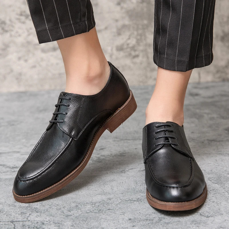 leather shoes mens leather breathable elastic sole wear-resistant soft sole business casual shoes 47 large size 250605