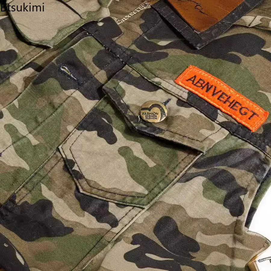 Mens Spring Autumn Camouflage Denim Vest Military Sleeveless Jeans Jackets Fashion Casual Male Vest Camo Waistcoats Homme M-5XL 250614
