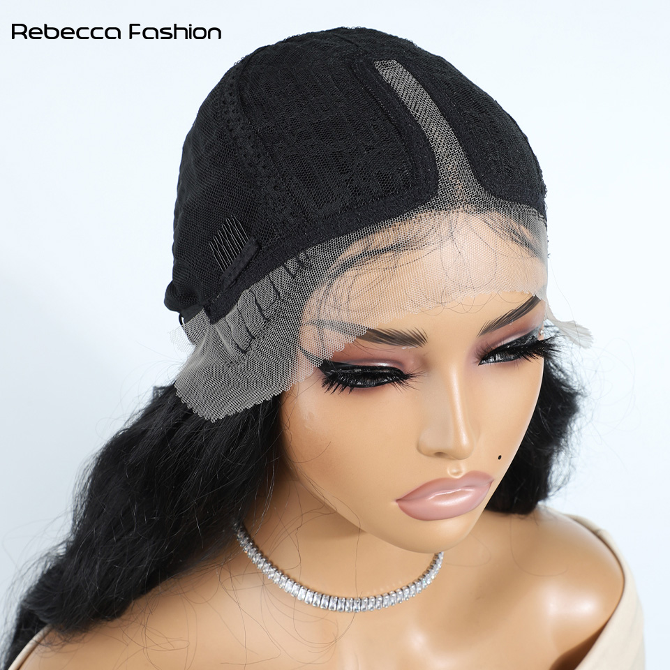 Rebecca Fashion Synthetic Front For Women 32 inch Long Body Wave Lace Ombre Blonde Brown Cosplay Wigs Heat Resistant Wig