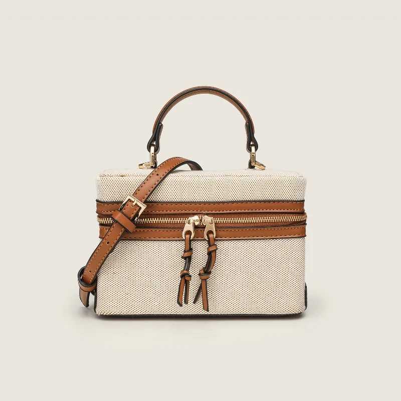 Trend Design Vintage Woolen Box Lady Handbag Leather Double Zipper Crossbody Bag 2025 Square Chains Sling Bag Shoulder Bag Z250617
