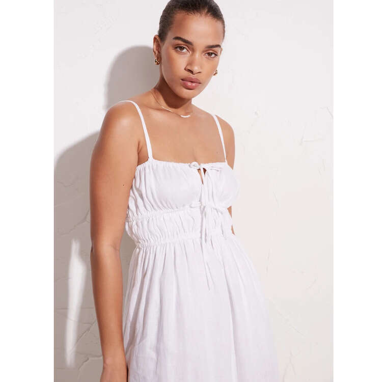 Robe De Designer Dresses for Woman Designer Floral Dress White Dress 386ref Solid Color Linen Strap Sexy Dress 2025 Summer New French Style Women