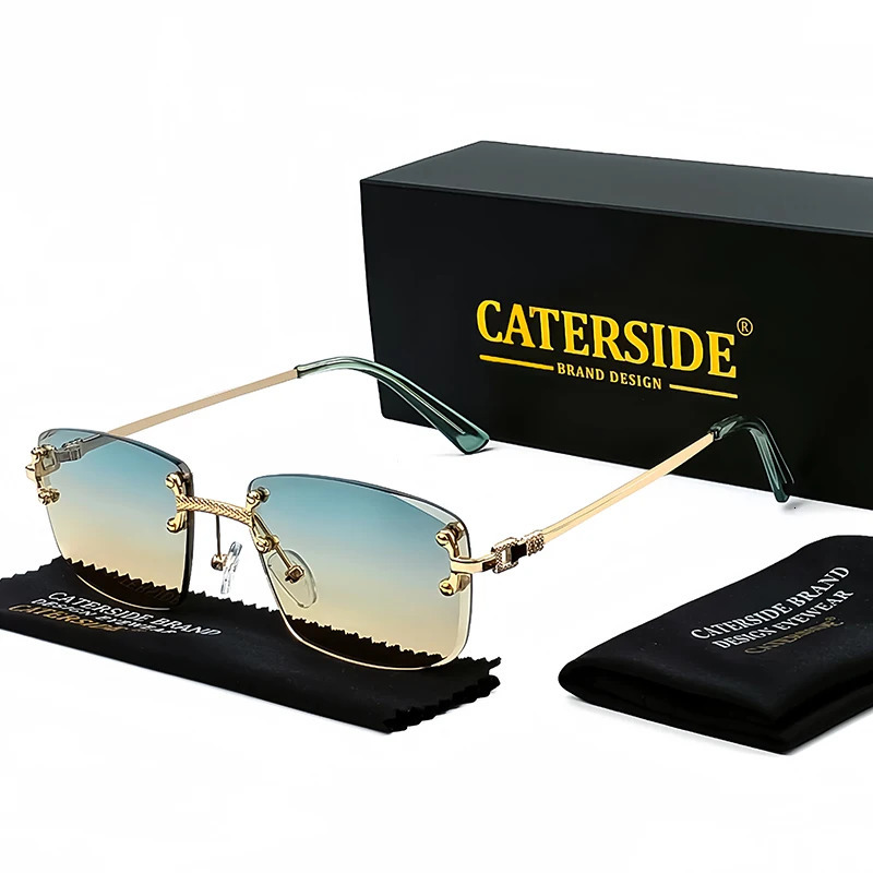 CATERSIDE Punk Rectangle Sunglasses Men Women er Rimless Gradient Lens Metal Sun Glasses For Men Sports UV400 250616