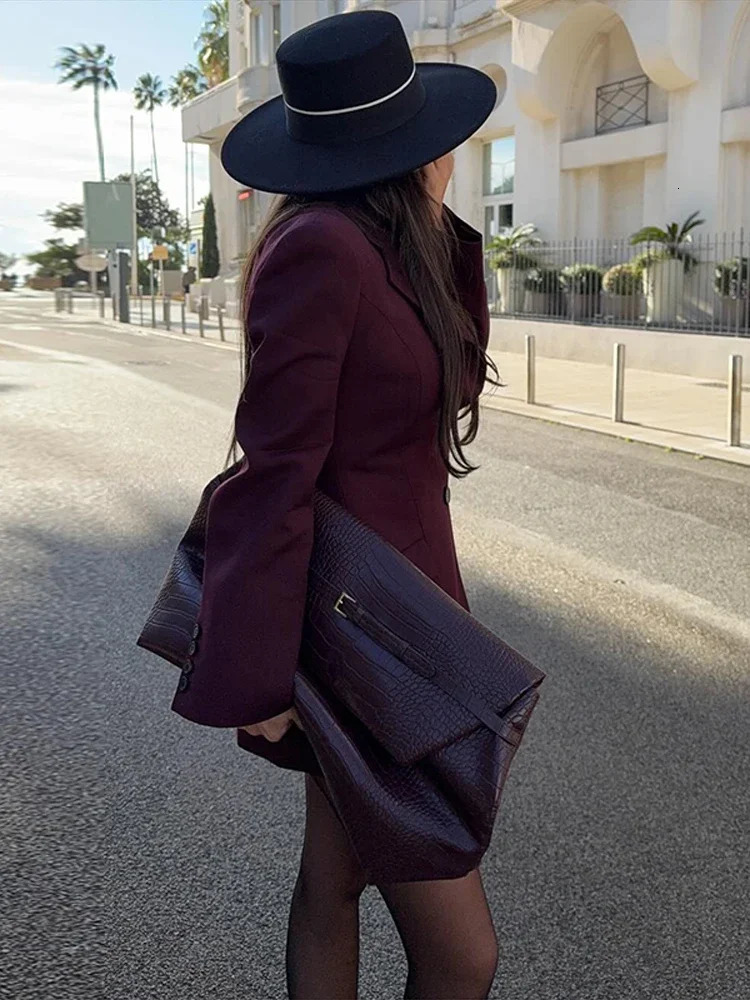 Elegant Womens Slim Blazer Jacket Shoulder Pads Lapel Single Breasted Long Sleeve Female Jackets Lady Street Office Outerwears 250614