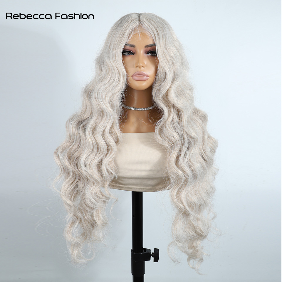 Rebecca Fashion Synthetic hair Lace Front Wig Cosplay 32" Lace Body Wave lace Wig part Wig Blonde Wigs For Women Wig