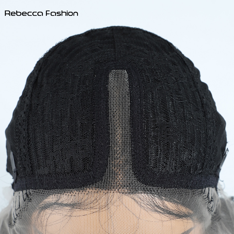 Rebecca Fashion Synthetic Front For Women 32 inch Long Body Wave Lace Ombre Blonde Brown Cosplay Wigs Heat Resistant Wig