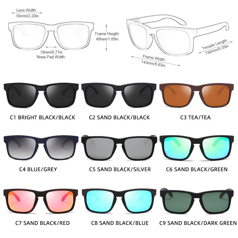 Classic Fashion Square Polarized Sunglasses Men Vintage Plastic Male Sun Glasses Women Stylish Black Outdoor Sports Shades UV400 250616