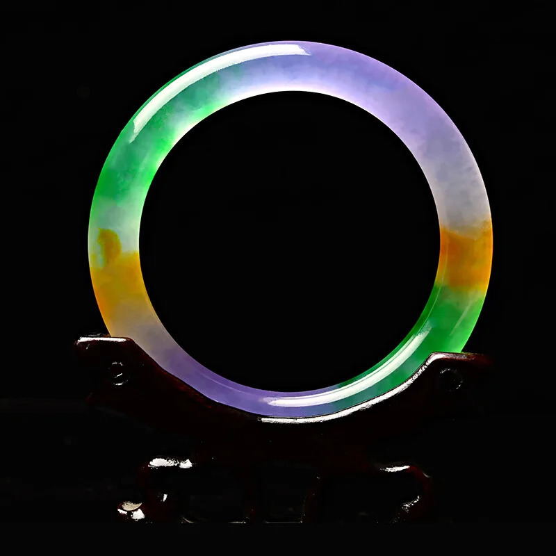 Colour Jade Bangle Bracelet Natural Jewelry Fashion Charm Tricolor Chinese Amulet Jadeite Carved Gifts 250616