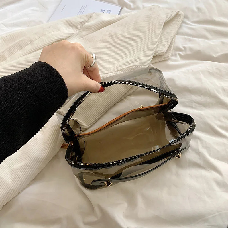 Clear Women Makeup Bag Large Capacity Pillow Travel Organizer Toiletry Storage Washbag Portable Ladies Cosmetic Zipper Bags 250614