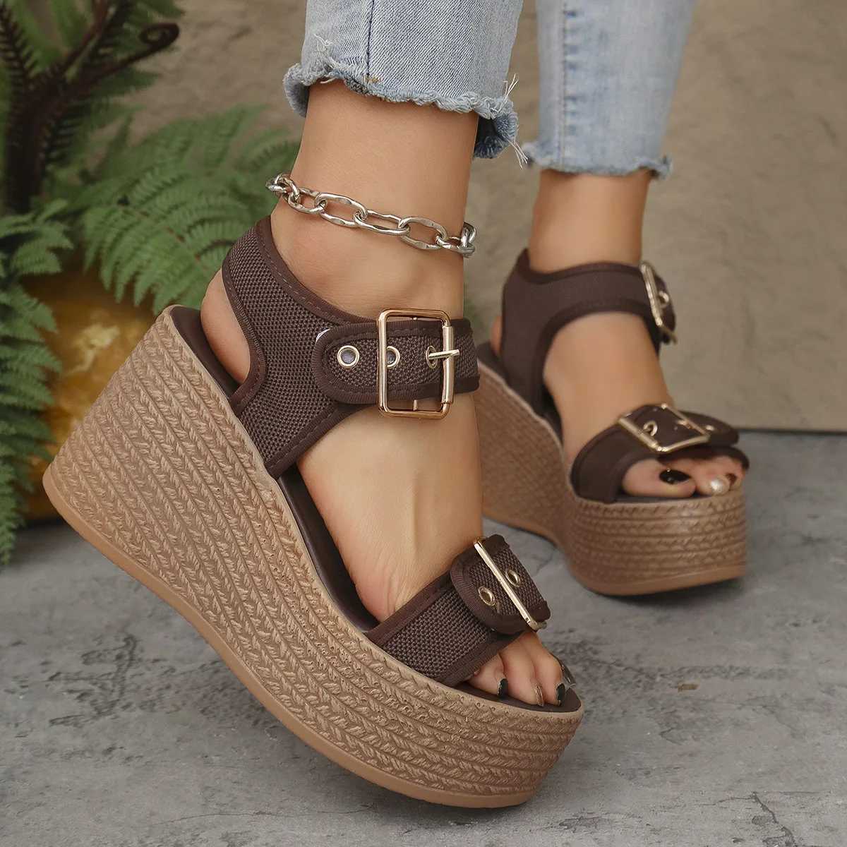Summer Womens High Heel Shoes 2025 New Casual Platform Wedge Heel Sandals Womens Fashion Open Toe Rome Sandals Sandalias Mujer Z250617