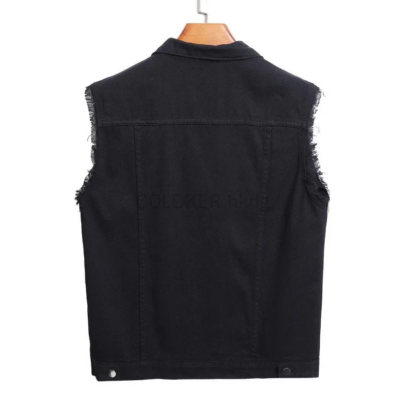 Spring Summer Vintage Mens Black Denim Vest Male Sleeveless Jackets Cotton Coat Tank Top Casual Jean Vest 250614