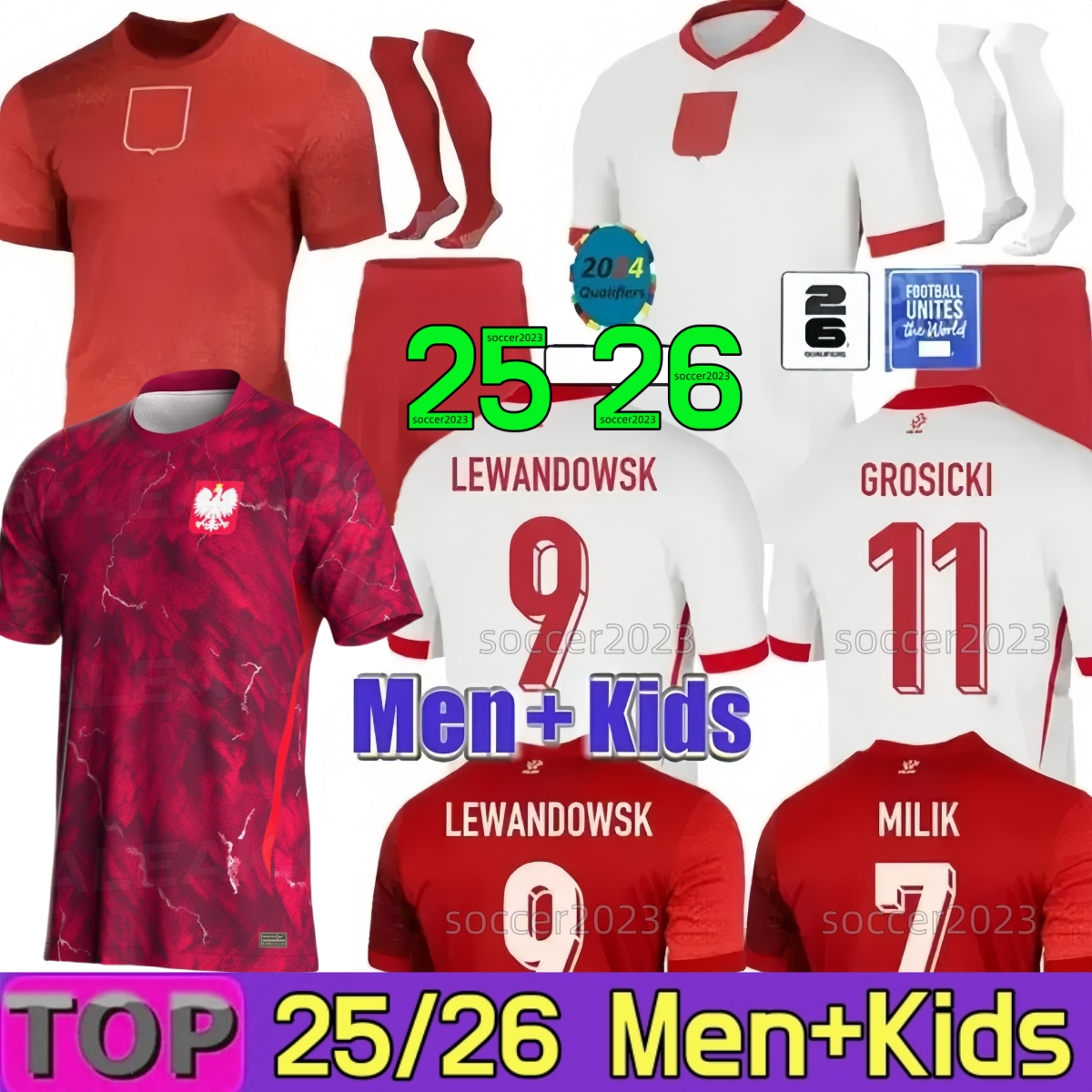2026 POLAND Soccer Jerseys LEWANDOWSKI 25 26 Home Away 2024 Polska National Team MILIK PISZCZEK PIATEK GROSICKI KRYCHOWIAK ZIELINSKI Football Shirt Men kids Kit