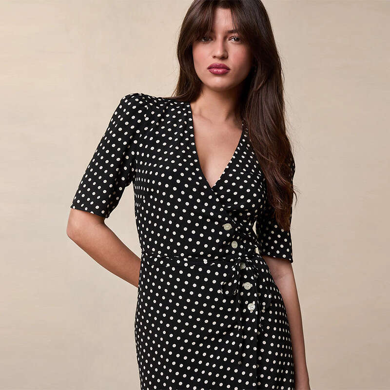 Vestido De Mujer Clothes Women Designer Womens Dress Plus Size Dresses 114 # 2025 Button Tea Wrap Dress Summer New French Style Womens Fashion